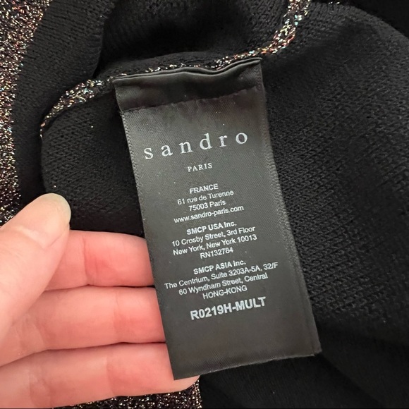 NWT Sandro Paris Glitter Sparkle Short Sleeve Dress Small - Picture 14 of 17